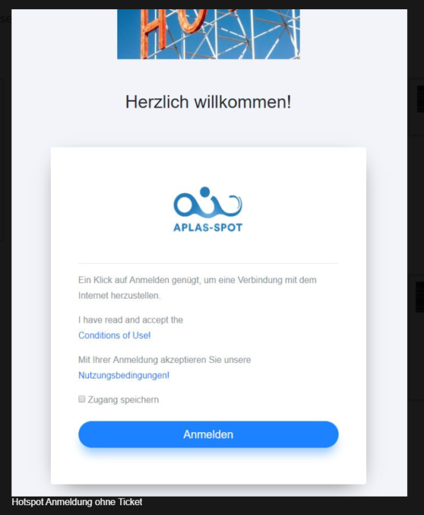 1A Gast WLAN - mit Nutzungsbedingungen - Internetlösung