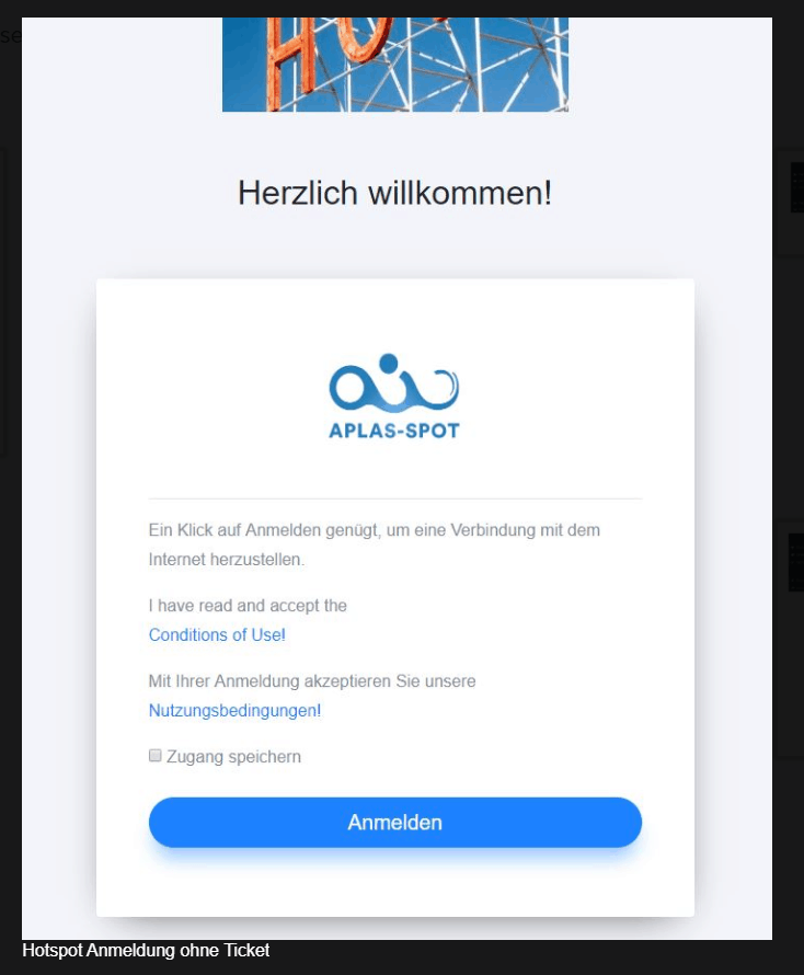 Captive Portal WLAN Hotspot Anmelden Nutzungsbedingungen Aplas IT