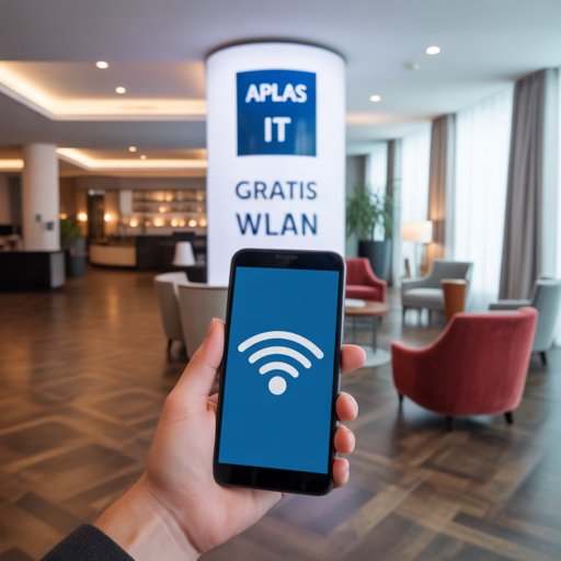WLAN-Access-Point an der Decke eines modernen Hotelzimmers, professionell über LAN-Kabel angebunden, Teil eines stabilen Gäste-WLAN-Systems von Aplas IT